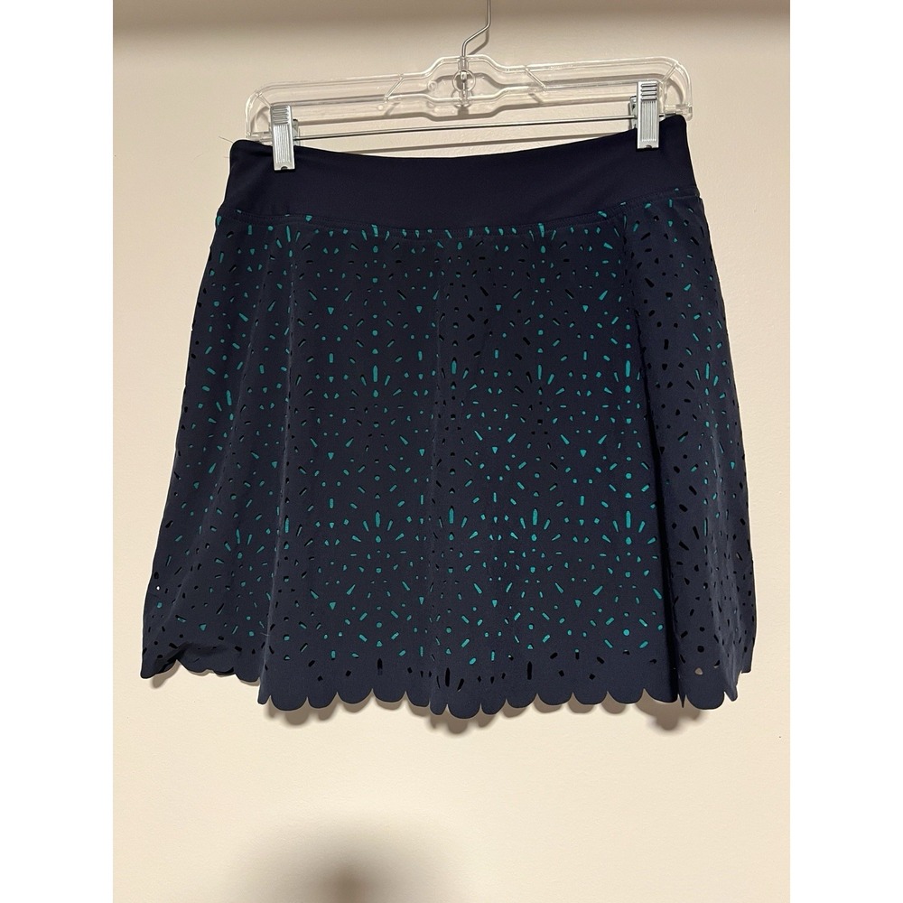 Title Nine Women's M Nimblene Illusion Navy Teal Laser Cut Skort Pickleball Golf - Picture 4 of 4